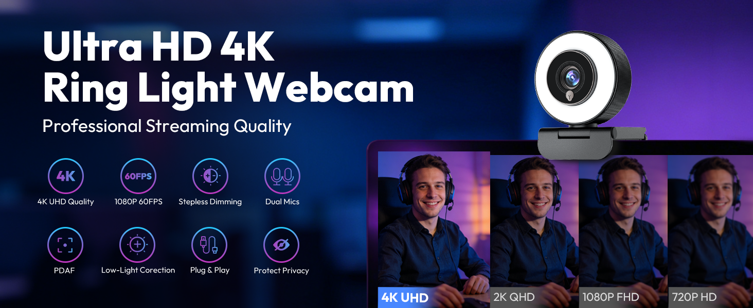 4k webcam streaming camera webcam 4k webcam with light 4k webcam for pc web cam 4k