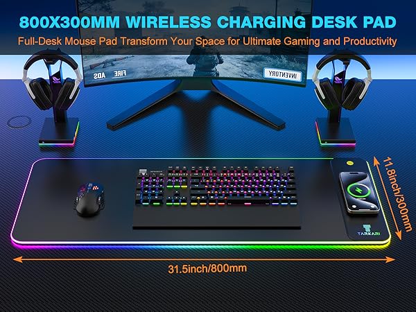 TARKARI Magnetic Wireless Charging RGB Mouse Pad