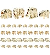 PH PandaHall 4 Styles Elephant Spacer Beads, 40pcs Lucky Animal Beads Metal Carved Loose Beads fo...