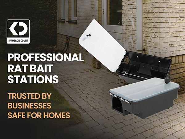 Durable rat bait stations placed outside a home for business and residential rodent control