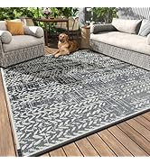 MontVoo Outdoor Rug Waterproof-Patio Rug Mat 5x8 Outdoor Carpet Reversible RV Camping Picnic Plas...