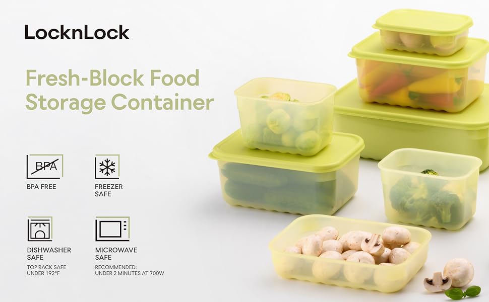 LocknLock Fresh-Block Plastic Food Storage Container | Produce Storage Containers for Fridge