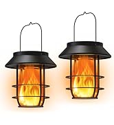 Solar Lanterns Outdoor Waterproof, Upgraded Flickering Flames Hanging Solar Lights for Outside wi...