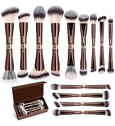 MAANGE Makeup Brush Set with Case Double-ended Make up Brushes for Foundation Contour Liquid Powd...