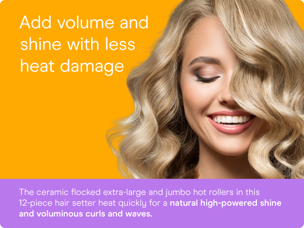 Conair hot rollers heated long medium hair electric jumbo curlers women’s large 12 clips ceramic