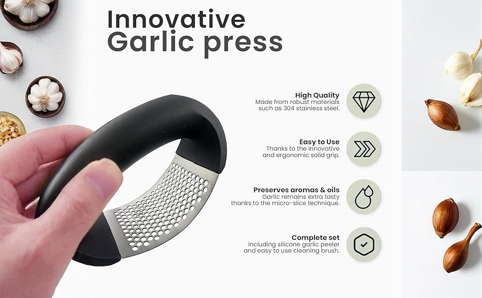 Stainless Steel Garlic Mincer Garlic Crusher;Garlic Press Rocker