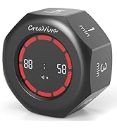 CREAVIVA Flip Cube Pomodoro Timer - Rechargeable Visual Countdown &amp; Count Up Stopwatch, 7 Preset ...