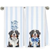 LRWHDFW Blue Chinoiserie Bernese Mountain Dog Kitchen Towels, Dogs Lover Gifts Dish Towel Drying ...