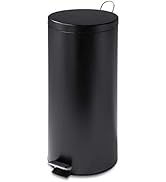 Honey-Can-Do TRS-02111 Round Stainless Steel Step Trash Can with Liner, Black, 30-Liter Per 8-Gallon