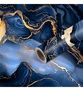 Nuxovilar Navy Gold Marble Vein Textured Peel and Stick Wallpaper, 15.75"x39.37", Self-Adhesive C...