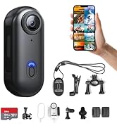 H8 64GB 4K Thumb Action Camera, Mini Body Cameras, Wearable Pocket Vlogging Camera, Multiple Acce...