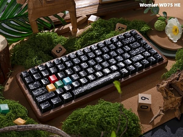75% Hall Effec Keyboard Wood, Mechanical Keyboard Wireless Rapid Trigger Gaming Custom Keyboard