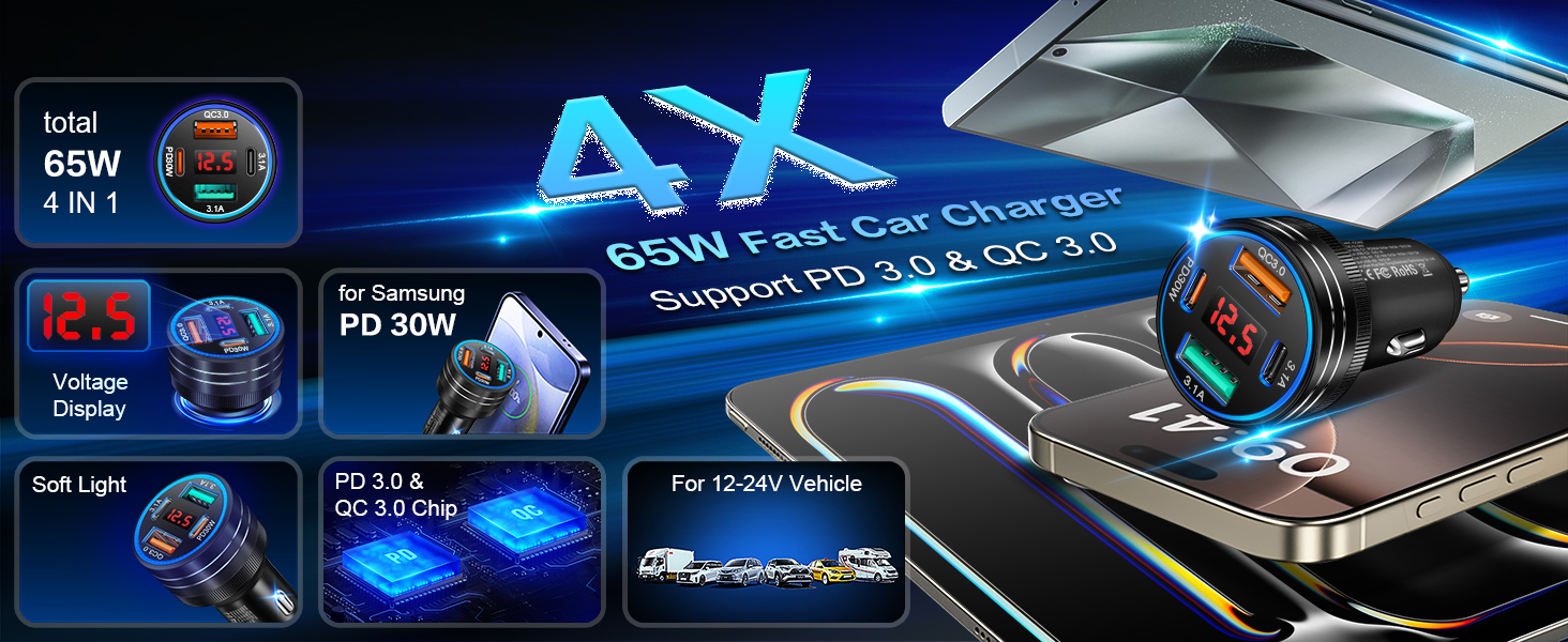 4 Port Car Charger