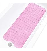 Linoows Bathtub and Shower Mats, Extra Long Non-Slip Bath Tub Mat 39 x 16 Inch, Machine Washable ...