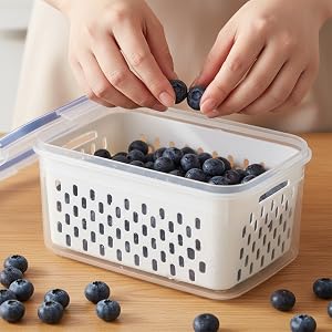 Refrigerator Storage Containers with Removable Colander Baskets