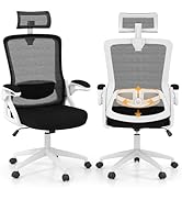 COSTWAY Ergonomic Mesh Office Chair, Adjustable Height Swivel Executive Chair with 2D Headrest, 2...