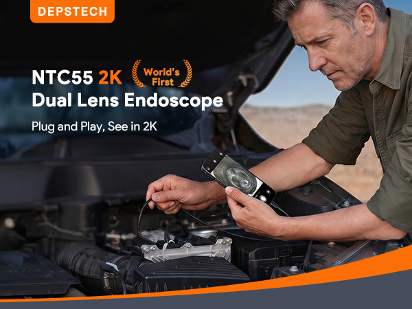 DEPSTECH Endoscope Camera with Ligh Dual Lens Inspection Borescope for iPhone &amp;amp;amp; Android