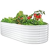 FORTUNO 6×3×2 Ft Galvanized Oval Raised Garden Bed Box Metal Outdoor High Flower Bed Steel Large ...