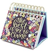 bloom daily planners Undated Perpetual Desk Easel/Inspirational Standing Flip Calendar - Page a D...