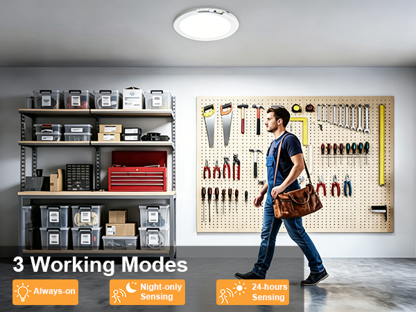 Ceiling lights with 3 sensor modes