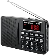 Portable AM FM SW Radio, Battery Operated Digital Pocket AM FM SW Radio, Black