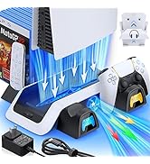 PS5 Stand with Cooling Station&amp;Dual Controller Charger for Playstation 5 PS5 Console, CYKOARMOR P...