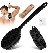 GEENOA Silicone Back &amp; Body Scrubber Set 2PCS, 13.4'' Gentle Exfoliating Back Scrubber with Dual-...
