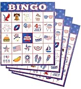 Iconikal 32 Player Bingo Game Set, Patriotic, American Flag, America Map, Independence Day, 4th o...