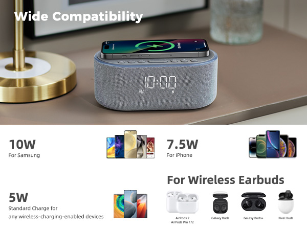 wireless charging alarm clock