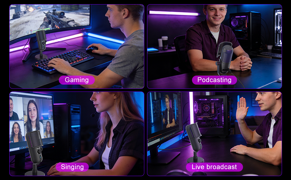 Microphone computer suitable for recording songs, gaming, streaming, and podcasting