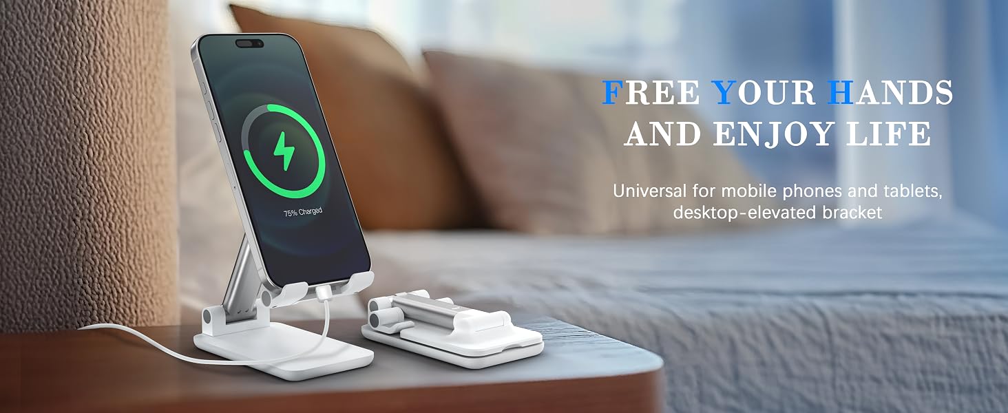 free your hands and enjoy life universal for mobile phones and tablets desktop-elevated bracket