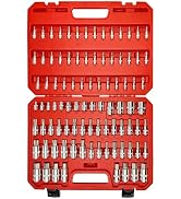 EACELIY 92PCS 1/4” 3/8”and 1/2” Allen and Torx Bit Socket Set,Drive Torx/Tamper Proof Torx/Hex, S...