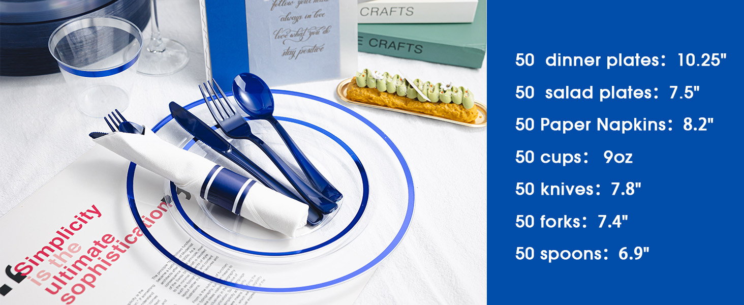 blue plastic dinnerware set
