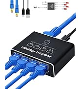 LIEZHUA Ethernet Splitter 1 to 4, 1000Mbps High Speed Ethernet Cable Splitter with LAN Cable Cat ...
