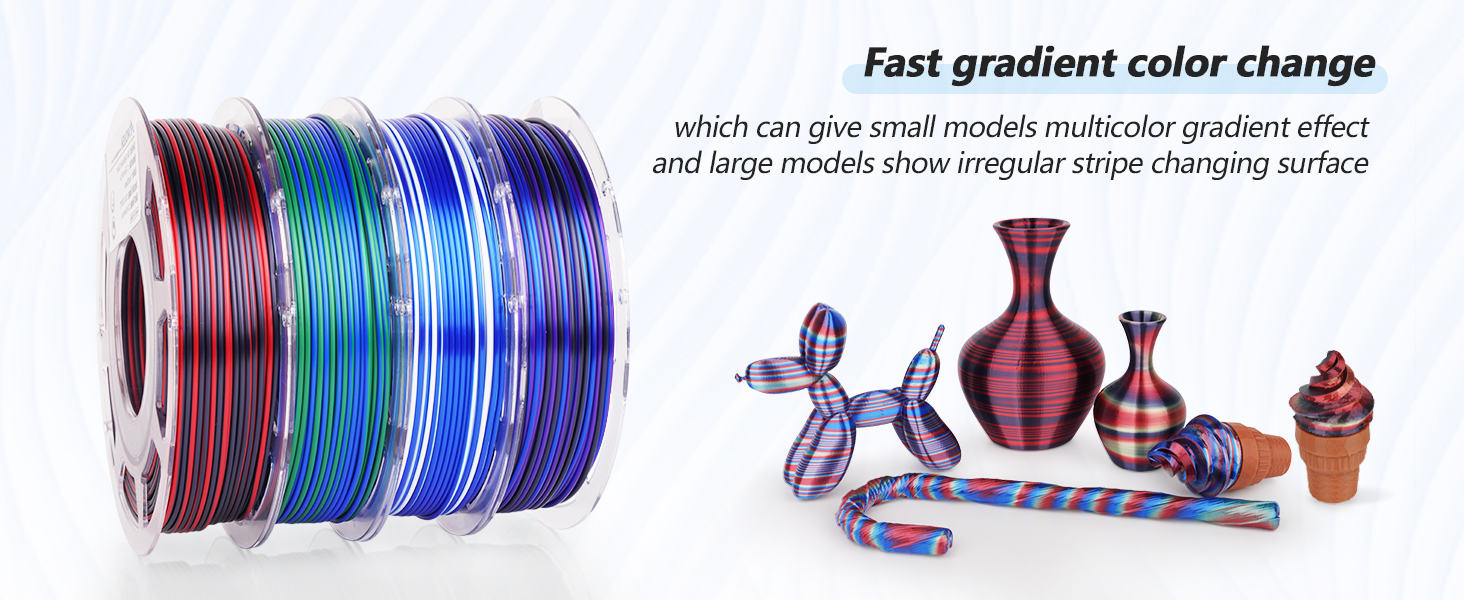 PLA 3D Printer Filament Silk Shiny PLA 1.75mm Color Change Printing Filament 