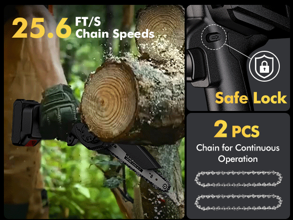 Tool-Free Chain Cordless Chain saw with Battery and Charger &amp;amp; Automatic Oiler, Seniors Friendly