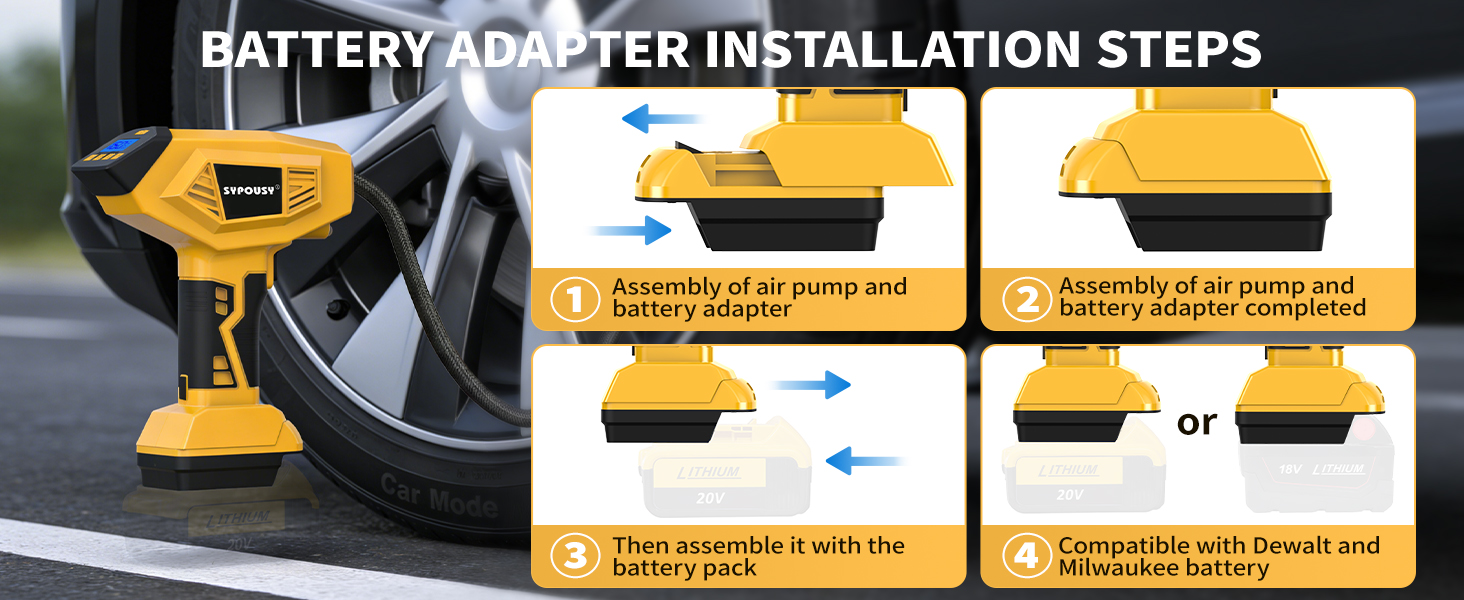 Compatible with Dewalt and Milwaukee battery