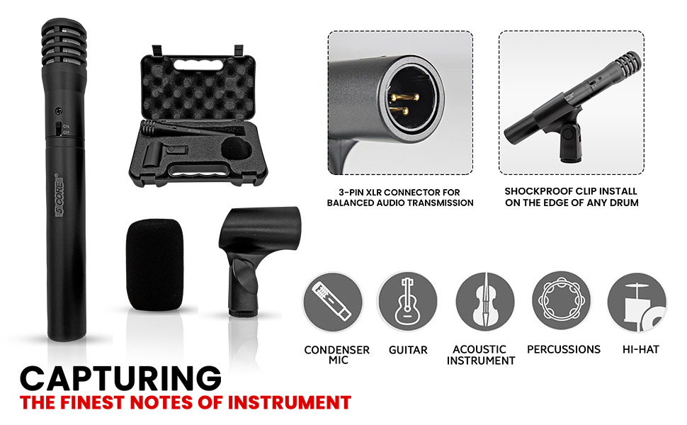 Instrument Microphone, XLR Cardioid Uni Directional Condenser Mic, INSTRU MIC