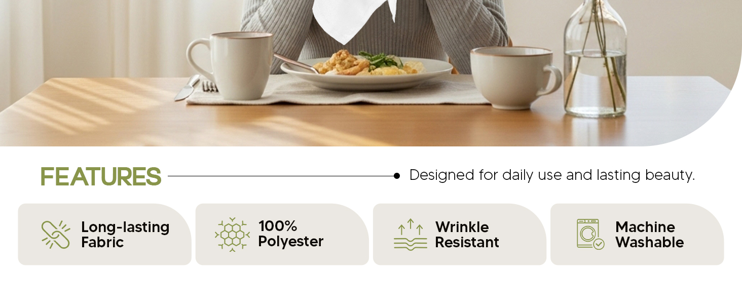 White cloth napkins kitchen dinner table ocassion events party decoration wedding christmas newyear