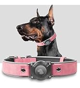 AirTag Dog Collar - Leather Dog Collar with Air Tag Holder | IPX8 Waterproof, Reflective, High - ...