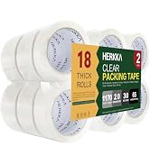 HERKKA Clear Packing Tape, 18 Rolls Heavy Duty Packaging Tape for Shipping Packaging Moving Seali...