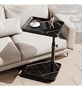 SJIE C Table End Table Adjustable Height, 360°Swivel TV Tray Table for Small Spaces, Side Tables ...