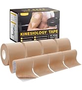 Dimora Uncut Kinesiology Tape - 4 Rolls Pure Cotton Elastic Athletic Tape 65.6 ft in Total, Medic...