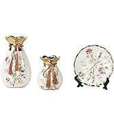 Ceramic Flower Vases Set of 3, Special Design Style of Flambed Glazed,Decorative Modern Floral Va...