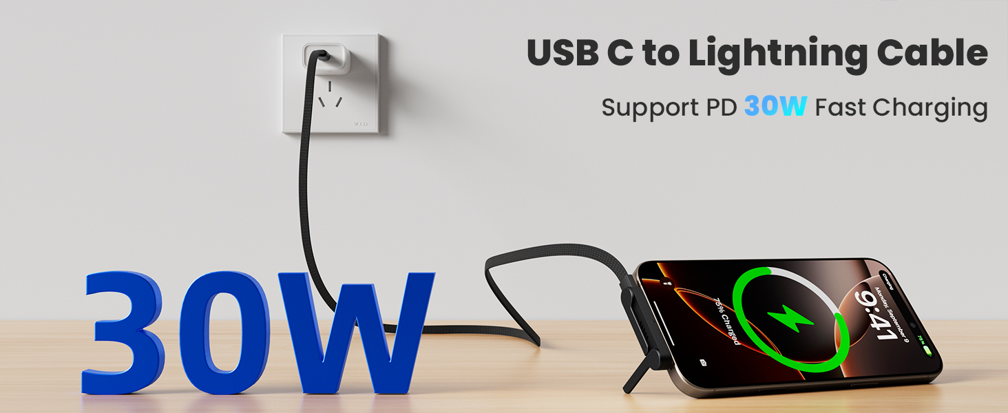 flat braided fast charger flat charging cable flat phone charger with stand