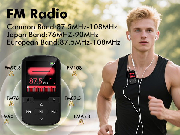 64GB MP3 Player with Bluetooth 5.3 and Clip, Portable HiFi Sports Music Player for Kids (28g)