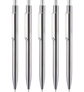 LINFANC 5 Pcs Gel Pens Ballpoint, Metal Barrel Medium Point 0.7 mm Quick Dry Black Ink Cute Pens ...