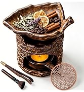 Incense Burner Kit, Ceramic Aromatherapy Diffuser with Wooden Tongs, Oil Warmer, Aromatherapy Bur...