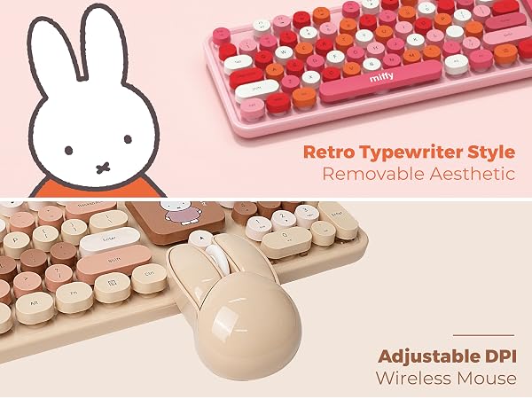 MIFFY 104-Key Wireless Keyboard &amp; Mouse Set with Large Desk Pad Matt
