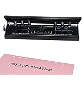 WORKLION Adjustable 6-Hole Punch with Positioning Mark, Daily Paper Puncher for A5 Size Six Ring ...